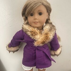 Purple Coat with Faux Fur Trim